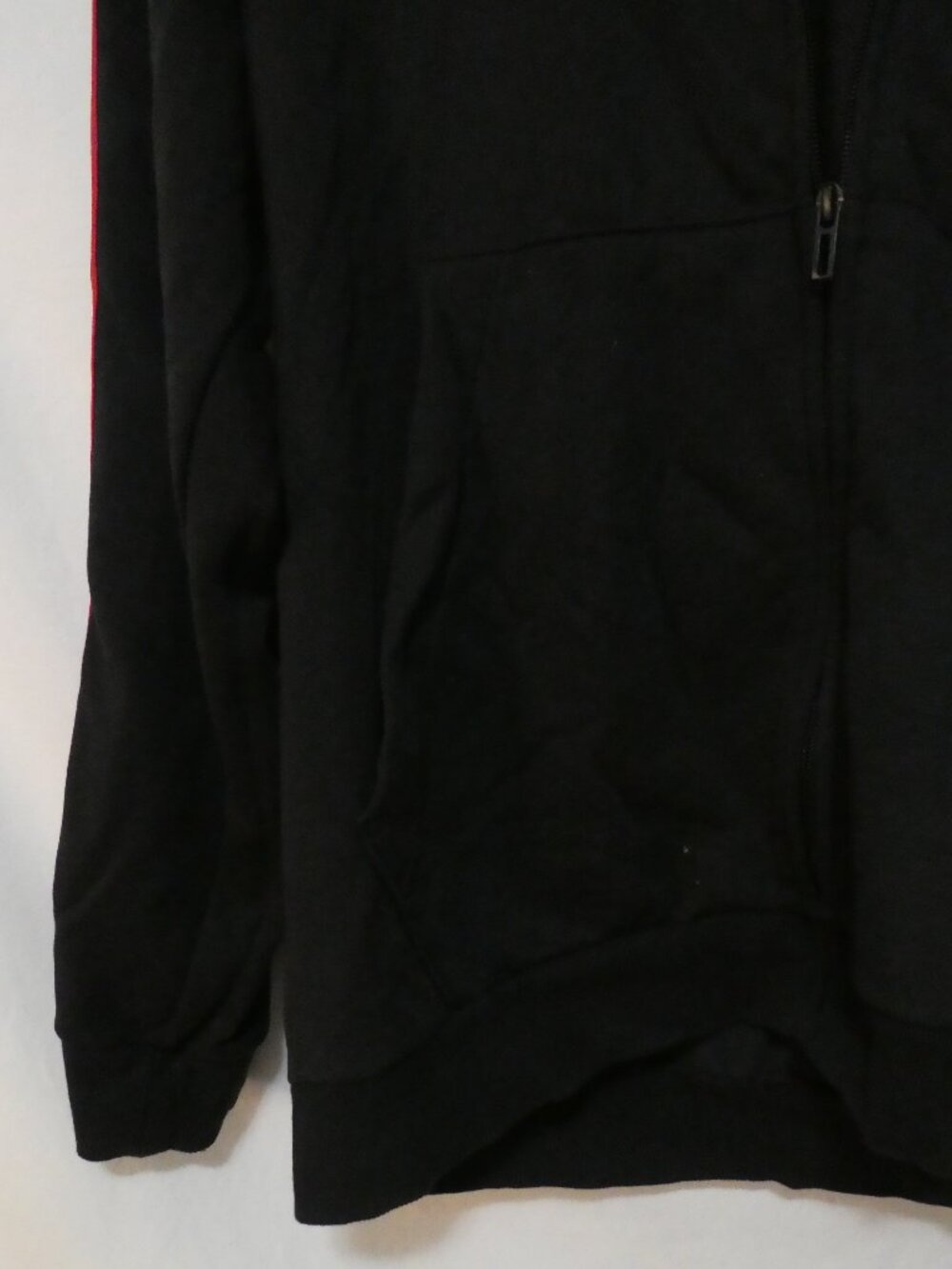 ADIDAS Manchester United Black Red Striped Zip-Up Sweatshirt Hoodie - P2P 23" - Picture 10 of 16